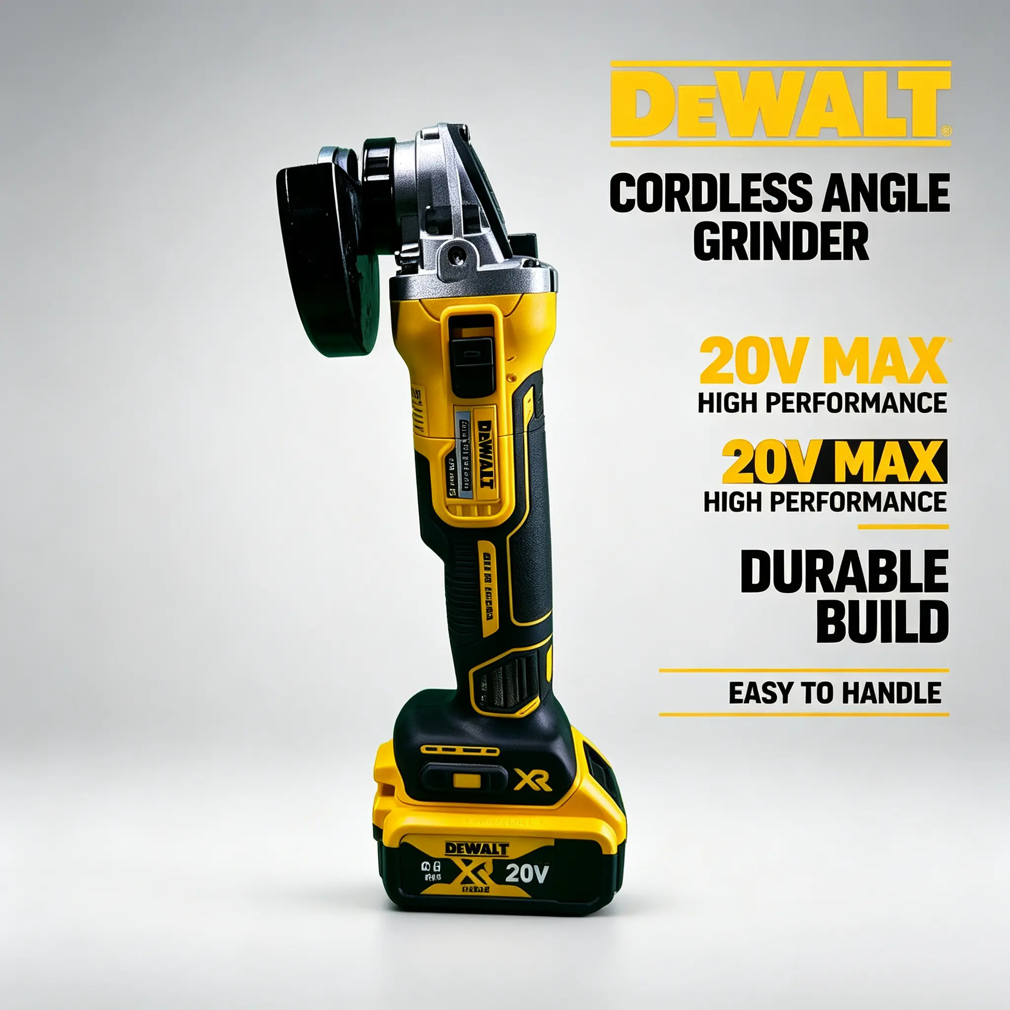 DeWALT 405NT Brushless Cordless Angle Grinder - Paddle Switch, Electronic Brake, Tool-Free Guard Adjustment, Anti-Vibration Handle - Lightweight Heavy-Duty Tool for Metal Cutting, Rust Removal, Surface Polishing