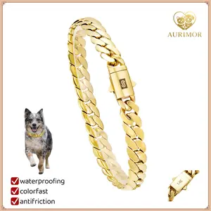Pet Necklace for Dogs & Cats – 14K Gold-Plated Cuban Chain Collar, Heavy-Duty Stainless Steel, Secure Buckle, Stylish & Comfortable Pet Jewelry, dog products,dog accessories,Gift for Small, Medium & Large Pets, 16/18/20/22/24/26 Inch