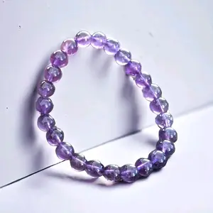 All Natural Purple Amethyst Beaded Bracelet for Positive Energy and Inner Peace Elegant Minimalist Jewelry Accessories with 7-8 or 9-10mm Beads