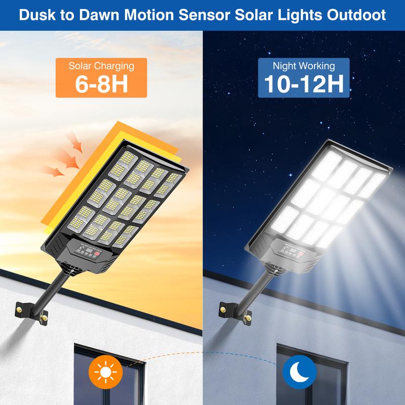 4Pack Solar Street Lights Outdoor, 6500K Solar Lights Outdoor Waterproof with Motion Sensor, Solar Flood Security Lights with Remote Control Dusk to Dawn Commercial Lighting for Yard Path Led High Efficiency Smart