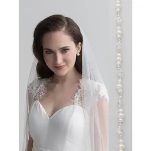Pearl and Crystal Edge Wedding Veil