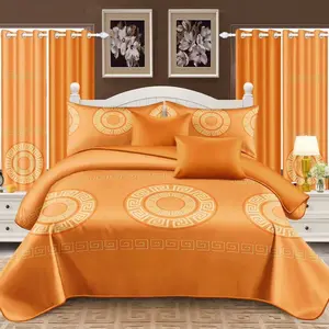 KING 1 QUILT (90" X 102") 2 PILLOW SHAMS (20" x 30") 1 CUSHION (18" X 18") 4 SOLID CURTAIN (26" x 84") 2 PRINT CURTAIN (26" x 84")