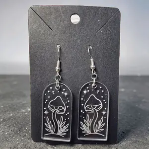 94) Clear Magical Mushroom Earrings!