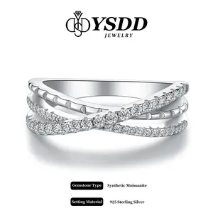 【#331 Infinity】Pave Criss Cross Synthetic Moissanite Wedding Ring in 925 Sterling Silver