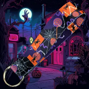 Northwest Straps Fabric Retro 80s/90s Halloween Wrist Lanyard Keychain - Trick-or-Treat Themed Fashion Accessory