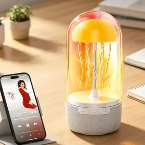 Jellyfish Bluetooth Speaker Lamp Color Changing LED, 7 Dynamic Modes Portable Wireless Audio, Cute Desk Decor Mood Light for Bedroom Office Party gifts