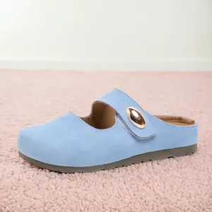 Women's Adjustable Buckle Mary Jane Clogs Closed Toe Mules Flat Slip On Shoes for Casual Office Wear Comfort Sandals