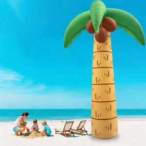 12FT Giant Summer Palm Tree Inflatable Outdoor Decoration, Blow Up Palm Tree with LED Lights, Holiday Yard Decor for Garden, Porch and Lawn
