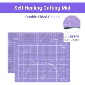 Rotary Cutter Set - Quilting Kit incl. Fabric Cutter with Extra Blades, Cutting Mat, Craft Knife Set, Sewing Clips, Ideal for Crafting, Sewing, Patchworking Purple