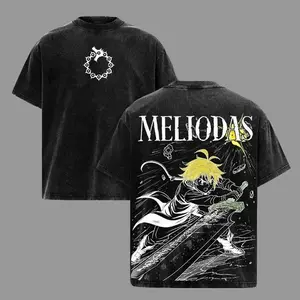 Vintage Washed Meliodas Demon Mark Graphic Tee Heavy Cotton Oversized Anime Streetwear T-Shirt Seven Deadly Sins Retro Manga Shirt Japanese Y2K Fashion Tops Cool Casual Outfit Trendy Harajuku Apparel Unique Cosplay Anime Fan Gifts Men Women Outfits USA