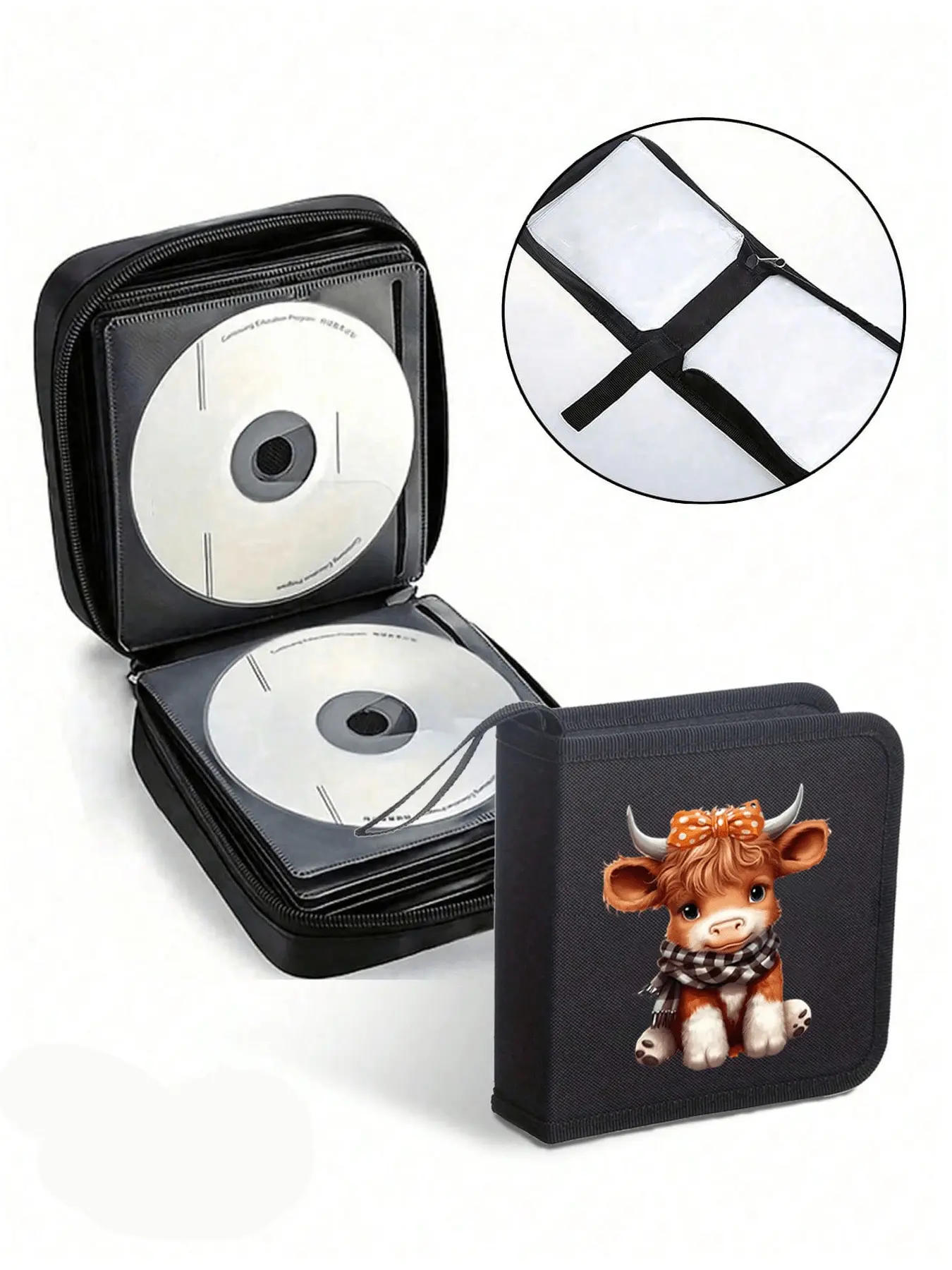 Cd/Dvd Storage Box With Cute Highland Cow Pattern, Portable Cd Storage ...
