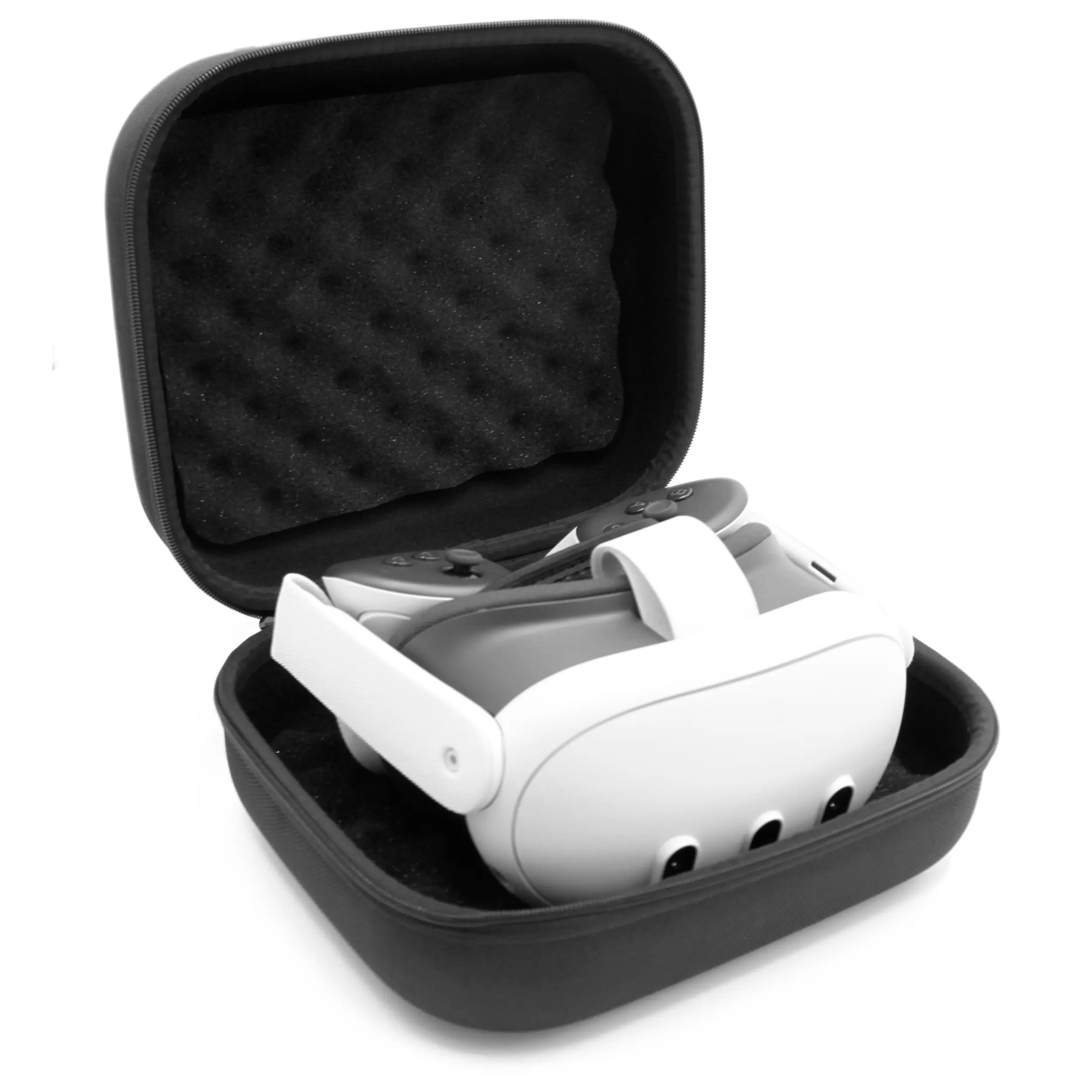CASEMATIX Hard Shell Travel Case for Meta Quest 3S & Quest 2 VR Headset & Accessories - Compact Protective Cover with Impact-Absorbing Foam Interior & Carry Handle