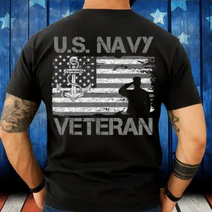U. S. Navy Veteran T-Shirt, Patriotic Military Tee For Men And Women, American Flag And Navy Anchor Graphic Shirt, Gift For Navy Sailors, Veterans, And Military Supporters, Usa Pride Top