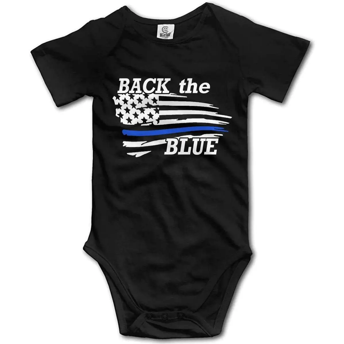 Graphic Baby Bodysuit, Unisex "Back the Blue" 100% Cotton Short-Sleeve Outfit with Snap Closures, Skin-Friendly Envelope Neck Baby Clothing