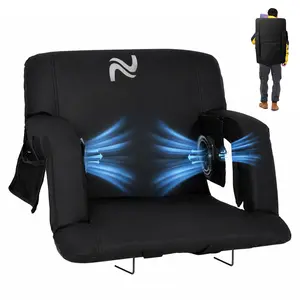 [ SummerVibes ] SLSY Stadium Seat with Fans, Cooling Bleacher Seat w/ Back & Arm Support, 3 Cooling Speed,2 Fans ,5 Reclining Positions,for Sports Events Outdoor, Batteries not included