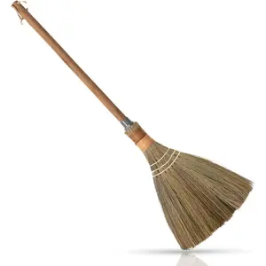 Whisk Sweeping Hand Handle Broom - Vietnamese Straw Soft Broom for Cleaning Dustpan Indoor-Outdoor, Sofa,  Hood, Decoration Items - 9.84'' Width, 27.55" Length