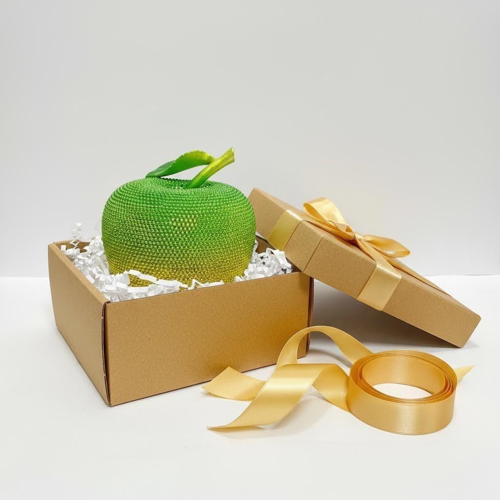 Luxury Gradient Green Beaded Apple Decor | Elegant Crystal-Like Fruit Sculpture for Aesthetic Room Decor & Gifting