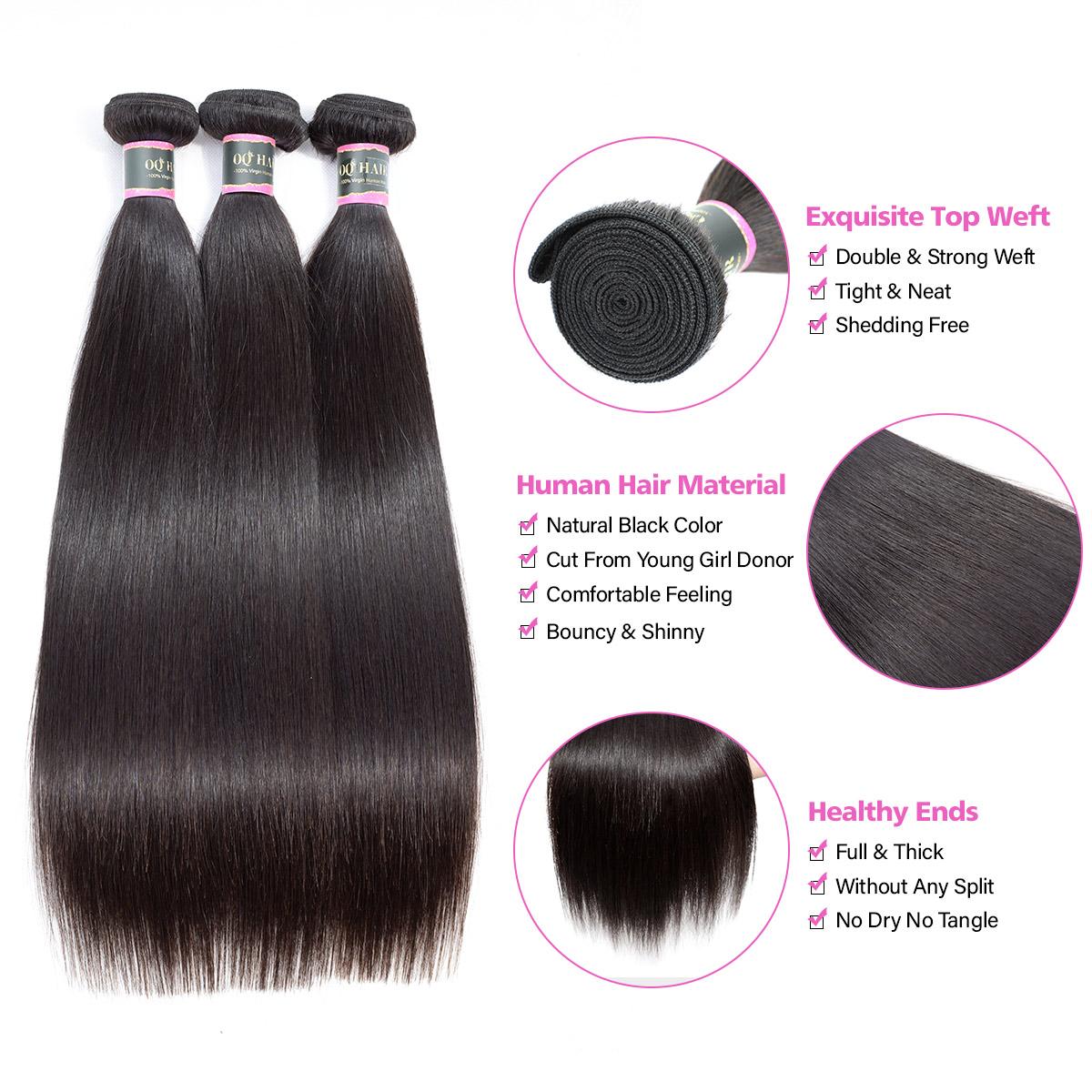 OQ HAIR Straight Hair Bundles Brazilian 100% Unprocessed Virgin Human Hair Straight Weave Bundles Deals OQ HAIR Straight Hair Bundles Brazilian 100% Unprocessed Virgin Human Hair Straight Weave Bundles Deals
