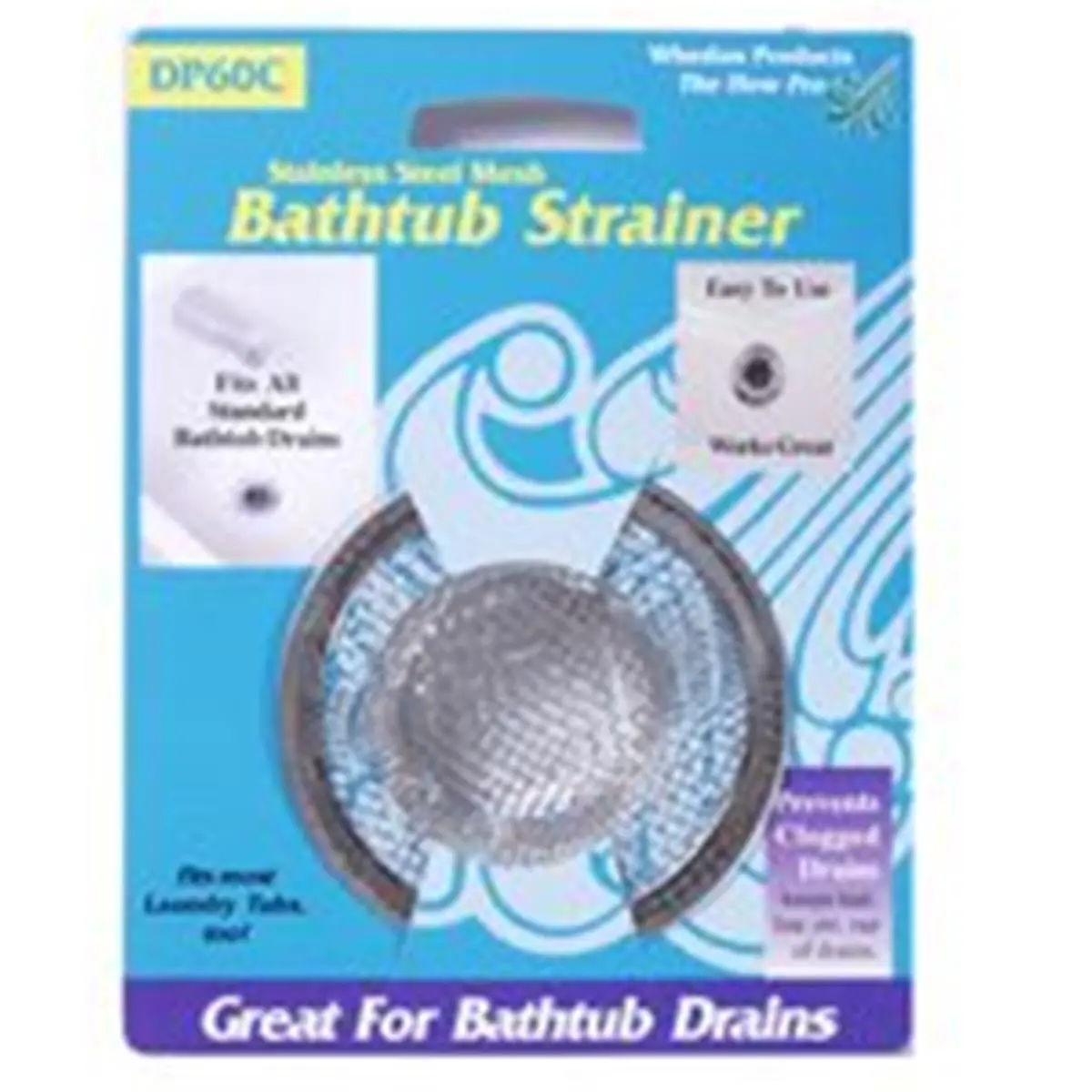 212 MAIN DP60C Stainless Steel Mesh Bathtub Strainer - Chrome Ring Drain Guard, Standard Fit for Bathroom Clog Prevention