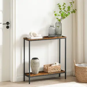 HOOBRO 29.5 Inches Entryway Table with Shelves, Narrow Console Table, Display Table, for Hallway, Bedroom, Foyer, Living Room, Rustic Brown and Black#SpringSale #BigSpringSale