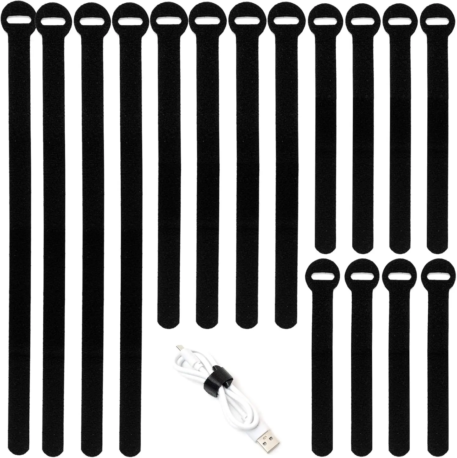 150PCS Reusable Cable Ties 4+6+8+10inch Multi-Purpose Hook & Loop Cable Straps Adjustable Fastening Cord Organizer for Home Office Data Centers Black