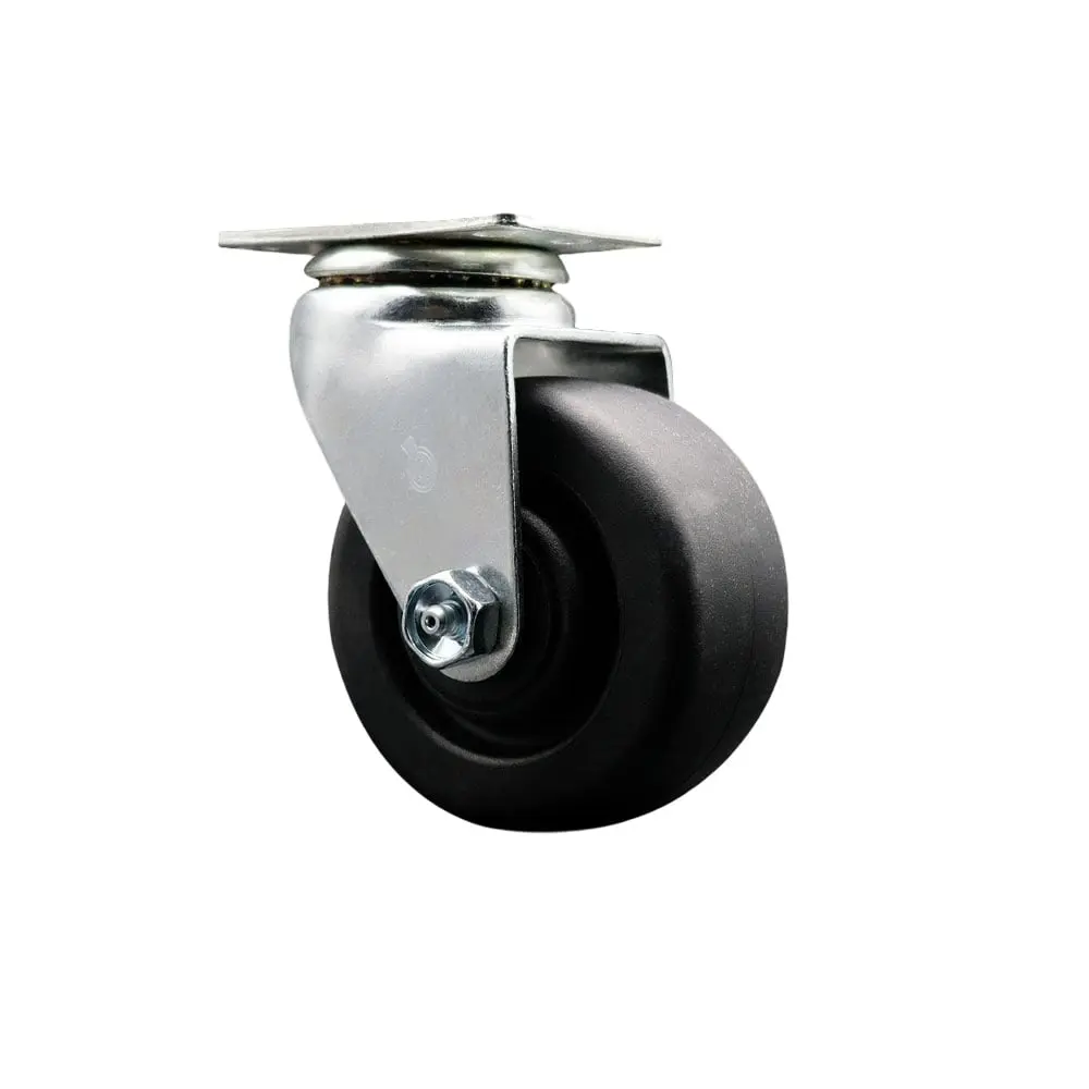Service Caster SCC-20S420-POR Swivel Top Plate Caster - 4x2 in. Plastic Polyolefin Furniture Moving Wheel, Roller Bearing, Chemical-Resistant for Commercial Equipment, Dollies, 450 lbs Capacity, Black, Swivel Wheels