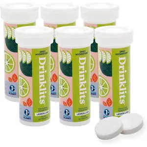 Drinklits Lemon Lime Electrolyte Fizzy Hydration Tablets (6) Tube Bundle | 0g Sugar - Natural Sports Drink - Essential Electrolytes | 60 Servings - 10 Tablets Per Tube