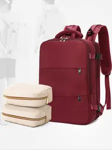 Backpack & Storage Bag  Set, Large Capacity Travel Backpack Set, Expandable Backpack with Usb Port, Tsa Approved Backpack for Student