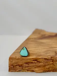 Triangular Sonoran Gold Turquoise Ring -Artist Scott Skeets -Size 7 - Native Handmade- Sterling Silver