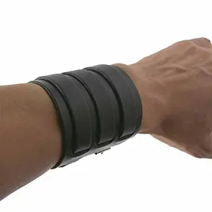 HZMAN Leather Wide Triple Strap Cuff Wrap Gauntlet Wristband Buckle Fastening Arm Armor Cuff outdoorfun