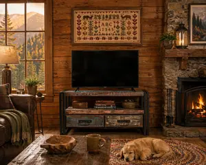 Reclaimed Wood TV Cabinet with Drawers | Industrial Rustic Media Console