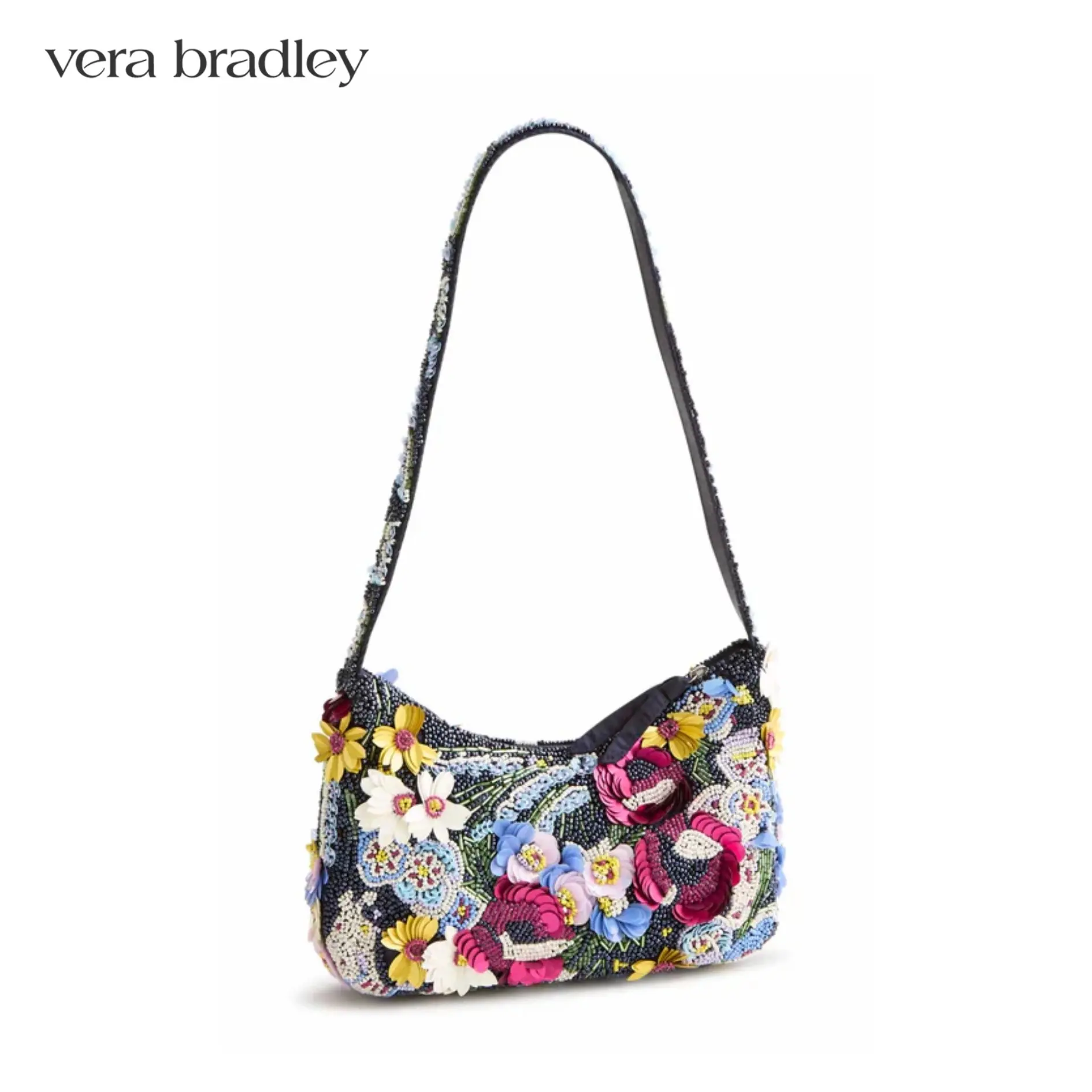 Vera Bradley Mini Roxbury Crescent Shoulder Bag | Compact Zip Shoulder Purse | Available in Multiple Fabrics & Colors