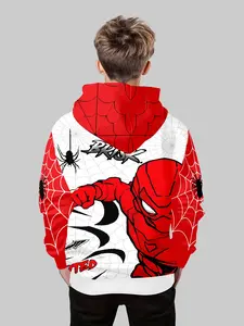 Boys' Fashion 3D Print Hoodie Sweatshirt, Casual Long Sleeve Pullover with Pockets, Stretch Polyester Blend, Ideal for Daily & Outdoor Wear