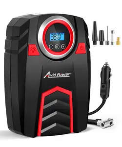 Avid Power 12V DC Air Compressor w/Digital Pressure Gauge, Car Tire Pump w/LED Light, Auto Shut-Off Tire Inflator for Car, Bicycles, Balls and Other Inflatables