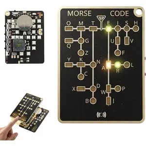 Morse Code Trainer Card Pro, Interactive LED & Audio Telegraph Practice Tool with Real-Time Feedback, Record & Playback, Professional PCB Style for Adult Morse Code Learning, Telegraph Practice (1PCS)