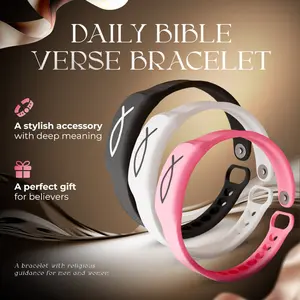 Grace Bible Verse Bracelets – Silicone Cross Bracelet with NFC-Enabled for Daily Scripture Access - Adjustable - Waterproof Religious Gifts for Men & Women - Faith-Based Bible Accessories for Prayer - Elegant Minimalist Bangle - Grace&Glory Easter Gift