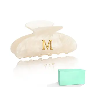 Letter Hair Clips For Women Alphabet Hair Claw Initial Hair Clip Fashion Glitter Chic Monogram Claw Clip Hair Accessory Large Hair Clips M