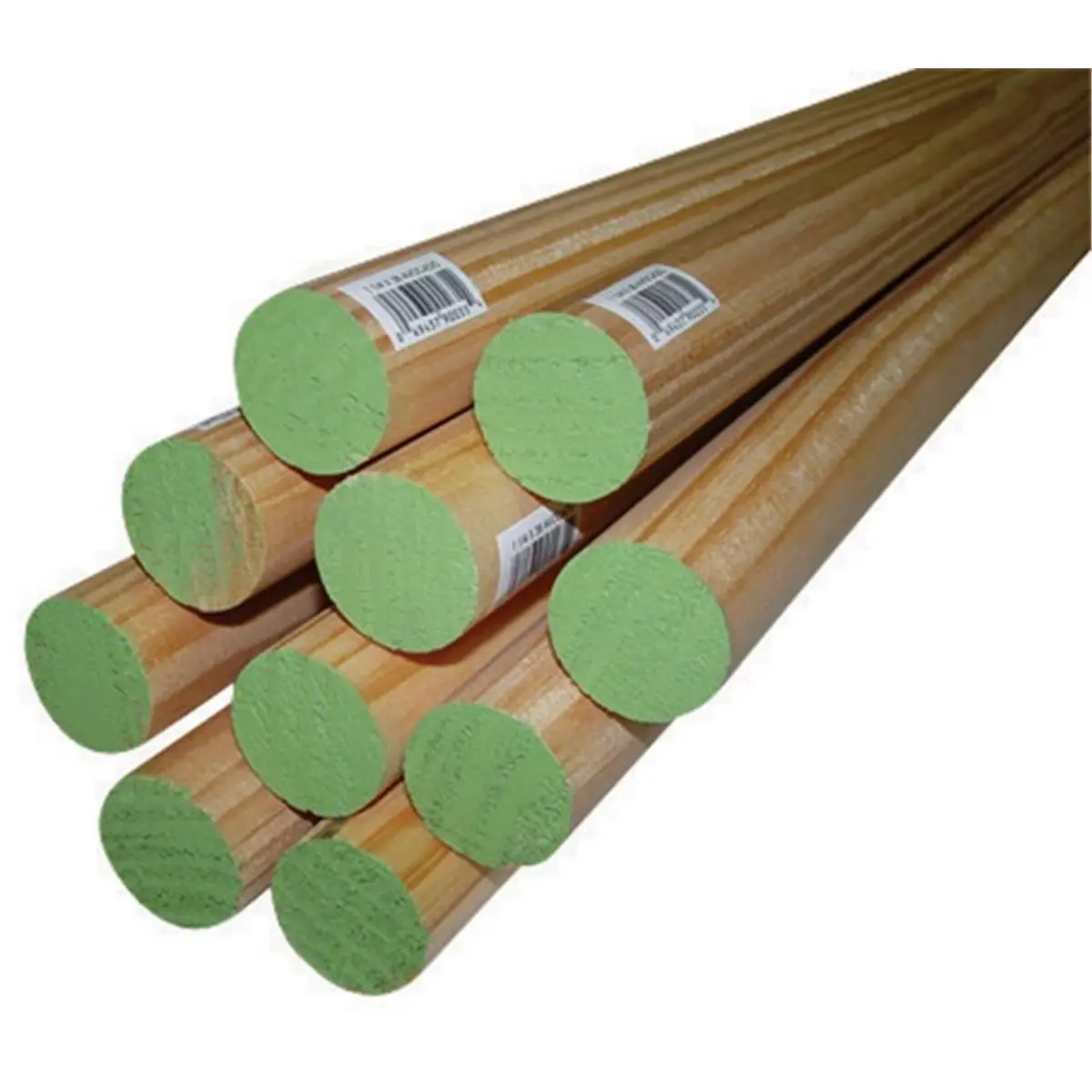212 MAIN Round Hardwood Rod Dowels - Thunderbird Forest Poplar Wood, 1.25x36 in, Light Green, Model 02541-R0036C1, Pack of 4, Round Rods