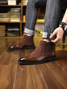 Elegant Chelsea Boots for Lazy People, Slip-On Design, Subtle Floral Pattern, Perfect for All Seasons, Casual Style
