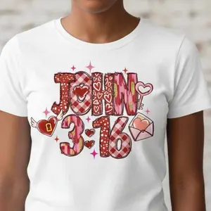 Women' & Men' John 3:16 Bible Verse T-Shirt - Christian Tee with John 3:16 Scripture Print, Soft Breathable 100% Casual Crew Neck Top, Valentines Day & Christmas Gift Suitable for Women and Men, Unisex Religious Apparel