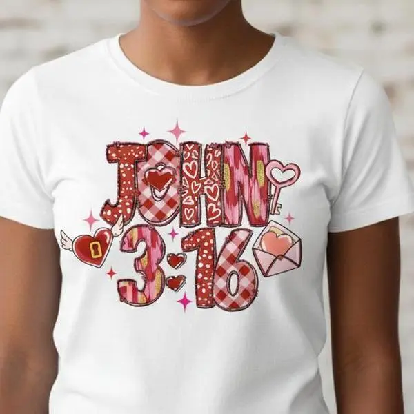 Women' & Men' John 3:16 Bible Verse T-Shirt - Christian Tee with John 3:16 Scripture Print, Soft Breathable  Casual Crew Neck Top, Valentines Day & Christmas Gift Suitable for Women and Men, Unisex Religious Apparel