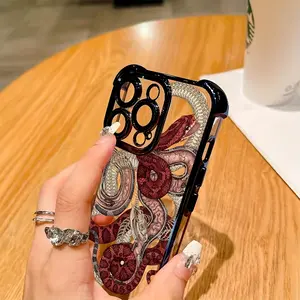 Stylish Cool Python Phone Case Suitable for iPhone 16 15 14 13 12 11 Pro Max X XR XSMAX 8 7 Plus Anti-Drop Transparent Soft Back Cover