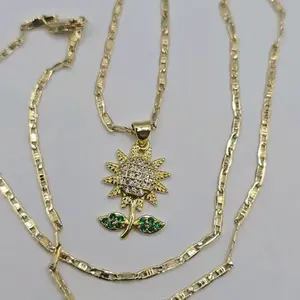 sunflower beautiful  style multi-stones new necklace  gold-plated  22"inchesGift