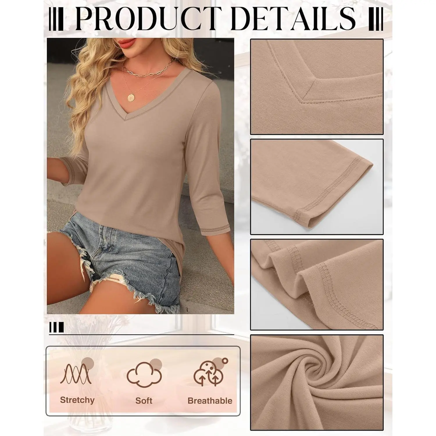 3 Pack Women's 3/4 Length Sleeve Tops V Neck T Shirts Loose Fit Blouses Casual Tees 2026 Fashion ClothesC31EasyWearStudio 3 Pack Women's 3/4 Length Sleeve Tops V Neck T Shirts Loose Fit Blouses Casual Tees 2026 Fashion ClothesC31EasyWearStudio
