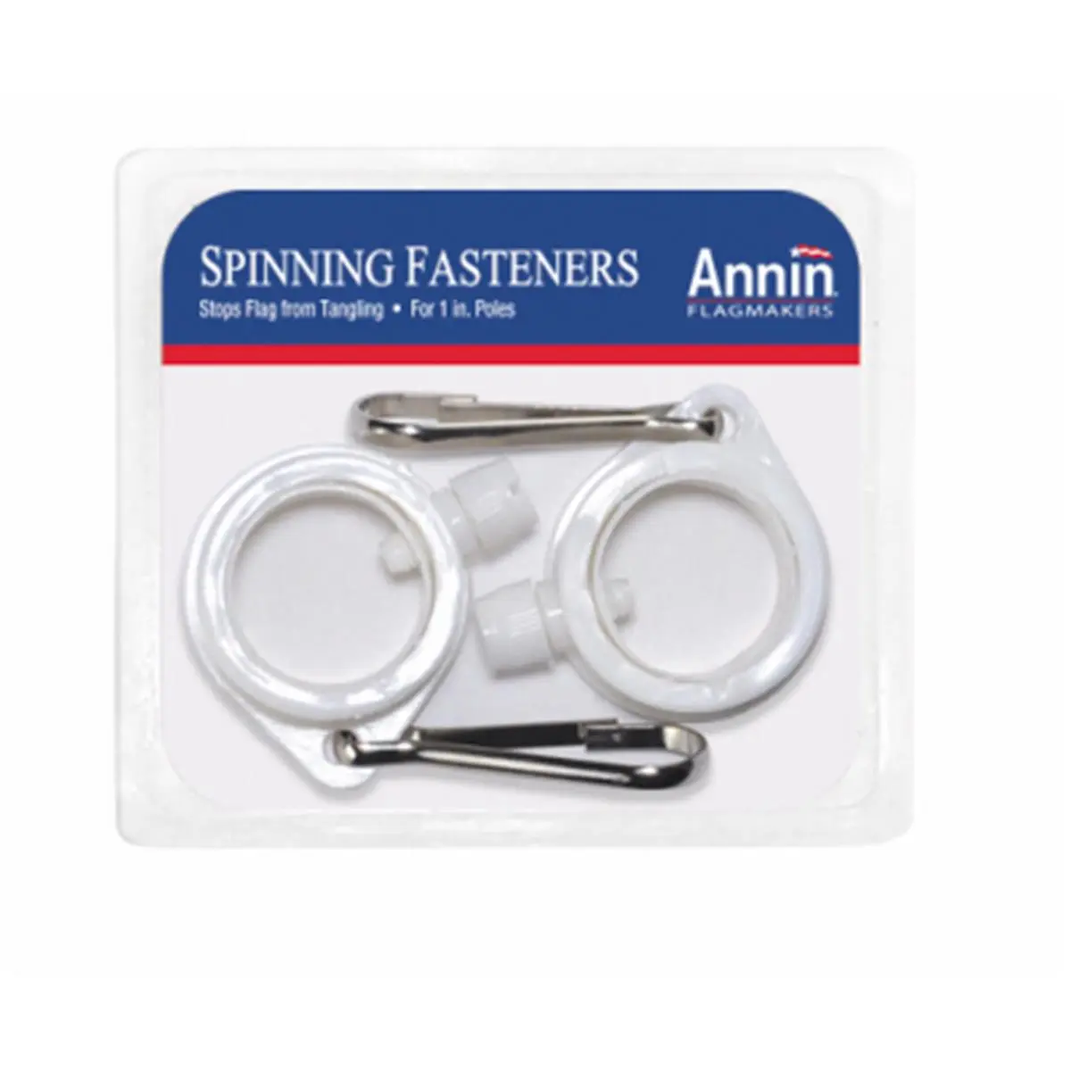 Annin 1.25 Inch Rotating Anti-Tangle Flag Pole Rings, 2-Pack of Aluminum Alloy Flagpole Hardware for Outdoor Garden Flags, Garden Accessories