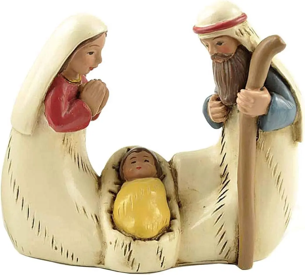 2.56 Inch Tall Miniature Holy Family Nativity Figurine Tabletop Scene Decoration