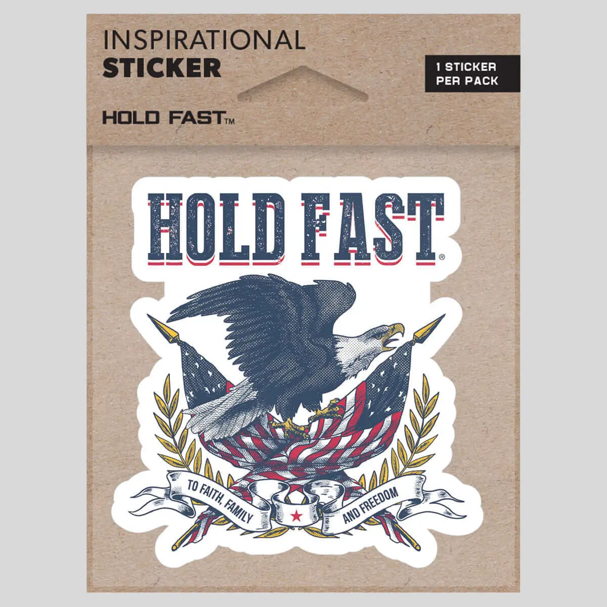 HOLD FAST Vintage Eagle Sticker - 1 Sticker with 3" x 3.125" and 4.125" x 5.5" Sizes, Bike Decor Accessory, Encourages Faith for DIY Scrapbooking & Stamping