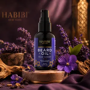 HABIBI NEW YORK Woody Lavender Beard Oil for Men - Calming Fragranced Aroma Blend, Soft, Hydrated, Non-Greasy Men's Beard Care Product