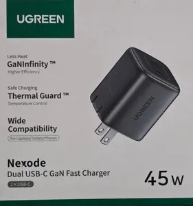 UGREEN Nexode 45W Dual USB-C GaN Fast Charger for Mobile Phones & Electronics, USB-C Charging Adapter