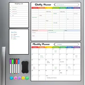 MaxGear 4 Pack Magnetic Fridge Calendar Set, 15" x 11.5" Dry Erase Whiteboard Calendar for Refrigerator, Includes Monthly, Weekly, List and Small Board with 5 Markers, 1 Eraser and 5 Magnets